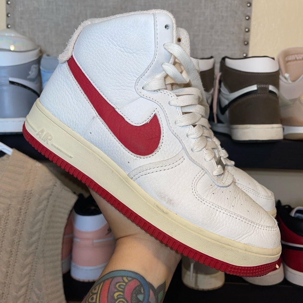 Nike Air Force 1 High Sculpt White Gym Red Sneakers DC3590-100 Womens Size 9